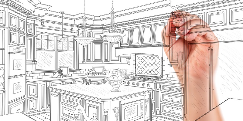 drawing of a kitchen renovation